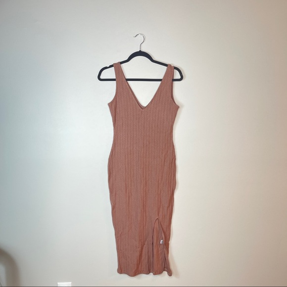 Heart and Hips Dress Womens Large Brown Front Split Midi Bodycon Ladies - Picture 4 of 6